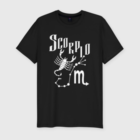 Мужская футболка хлопок Slim с принтом Знак скорпиона зодиак в Белгороде, 92% хлопок, 8% лайкра | приталенный силуэт, круглый вырез ворота, длина до линии бедра, короткий рукав | 