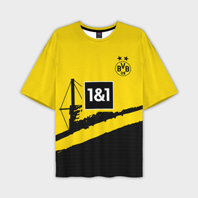 Мужская футболка oversize 3D с принтом ФК Боруссия Дортмунд форма 23 24 домашняя в Тюмени,  |  | 