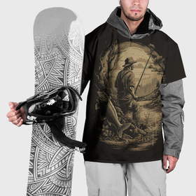 Накидка на куртку 3D с принтом Рыбалка   на удочку в Кировске, 100% полиэстер |  | Тематика изображения на принте: 