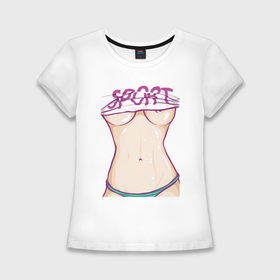 Женская футболка хлопок Slim с принтом Фитоняшка тело в Курске,  |  | Тематика изображения на принте: 