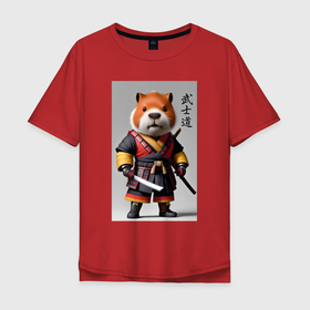 Мужская футболка хлопок Oversize с принтом Капибара   Бусидо   кодекс самурая   воин в Санкт-Петербурге, 100% хлопок | свободный крой, круглый ворот, “спинка” длиннее передней части | 