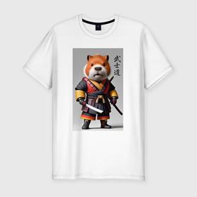 Мужская футболка хлопок Slim с принтом Капибара   Бусидо   кодекс самурая   воин , 92% хлопок, 8% лайкра | приталенный силуэт, круглый вырез ворота, длина до линии бедра, короткий рукав | 