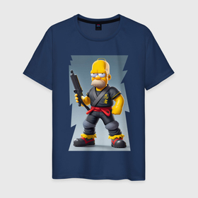 Мужская футболка хлопок с принтом Homer Simpson   cyberninja   fantasy в Екатеринбурге, 100% хлопок | прямой крой, круглый вырез горловины, длина до линии бедер, слегка спущенное плечо. | 