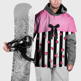 Накидка на куртку 3D с принтом Костюм Барби: полоска с розами в Кировске, 100% полиэстер |  | 
