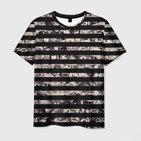 Мужская футболка 3D с принтом В полоску с ахегао в Кировске, 100% полиэфир | прямой крой, круглый вырез горловины, длина до линии бедер | 