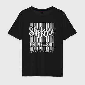 Мужская футболка хлопок Oversize с принтом Slipknot bar code в Новосибирске, 100% хлопок | свободный крой, круглый ворот, “спинка” длиннее передней части | 