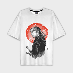 Мужская футболка oversize 3D с принтом Самурай на фоне красного солнца в Кировске,  |  | Тематика изображения на принте: 