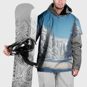 Накидка на куртку 3D с принтом Зимний еловый лес в Курске, 100% полиэстер |  | Тематика изображения на принте: 