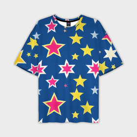 Мужская футболка oversize 3D с принтом Звёзды разных цветов ,  |  | 