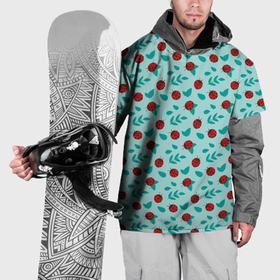 Накидка на куртку 3D с принтом Паттерн листья и божьи коровки в Тюмени, 100% полиэстер |  | 