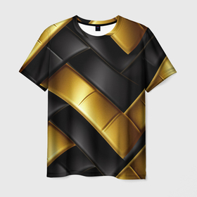 Мужская футболка 3D с принтом gold black luxury в Екатеринбурге, 100% полиэфир | прямой крой, круглый вырез горловины, длина до линии бедер | 