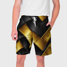 Мужские шорты 3D с принтом gold black luxury в Екатеринбурге,  полиэстер 100% | прямой крой, два кармана без застежек по бокам. Мягкая трикотажная резинка на поясе, внутри которой широкие завязки. Длина чуть выше колен | 