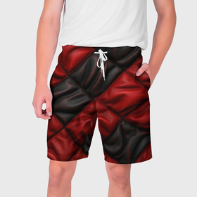 Мужские шорты 3D с принтом red black luxury в Белгороде,  полиэстер 100% | прямой крой, два кармана без застежек по бокам. Мягкая трикотажная резинка на поясе, внутри которой широкие завязки. Длина чуть выше колен | Тематика изображения на принте: 