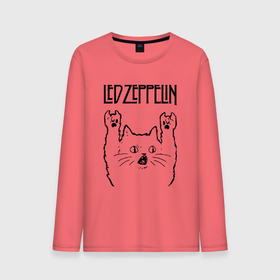 Мужской лонгслив хлопок с принтом Led Zeppelin   rock cat в Курске, 100% хлопок |  | Тематика изображения на принте: 