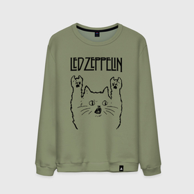 Мужской свитшот хлопок с принтом Led Zeppelin   rock cat в Санкт-Петербурге, 100% хлопок |  | 
