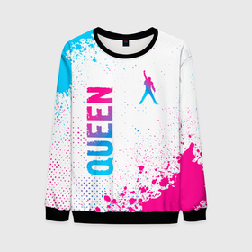 Мужской свитшот 3D с принтом Queen neon gradient style: надпись, символ в Петрозаводске, 100% полиэстер с мягким внутренним слоем | круглый вырез горловины, мягкая резинка на манжетах и поясе, свободная посадка по фигуре | Тематика изображения на принте: 