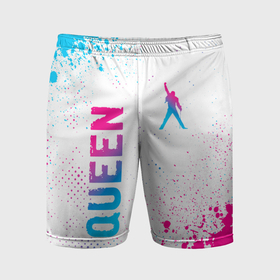 Мужские шорты спортивные с принтом Queen neon gradient style: надпись, символ в Петрозаводске,  |  | 