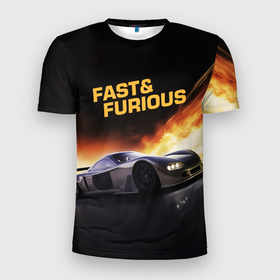 Мужская футболка 3D Slim с принтом Fast and Furious в Курске, 100% полиэстер с улучшенными характеристиками | приталенный силуэт, круглая горловина, широкие плечи, сужается к линии бедра | 