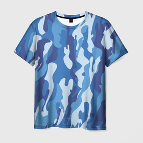 Мужская футболка 3D с принтом Blue military в Петрозаводске, 100% полиэфир | прямой крой, круглый вырез горловины, длина до линии бедер | 