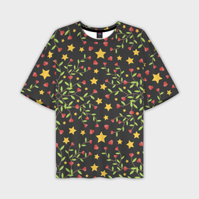 Мужская футболка oversize 3D с принтом Листочки и звёзды ,  |  | 