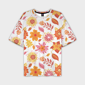Мужская футболка oversize 3D с принтом Осенние цветочки в Курске,  |  | 