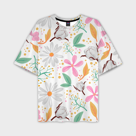 Мужская футболка oversize 3D с принтом Spring flowers в Кировске,  |  | Тематика изображения на принте: 