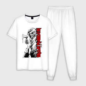 Мужская пижама хлопок с принтом Iron maiden fans , 100% хлопок | брюки и футболка прямого кроя, без карманов, на брюках мягкая резинка на поясе и по низу штанин
 | Тематика изображения на принте: 