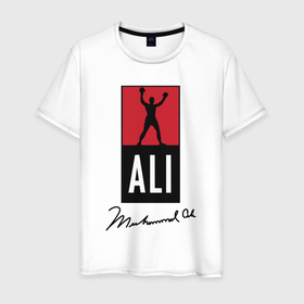 Мужская футболка хлопок с принтом Muhammad Ali boxer в Санкт-Петербурге, 100% хлопок | прямой крой, круглый вырез горловины, длина до линии бедер, слегка спущенное плечо. | Тематика изображения на принте: 