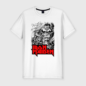 Мужская футболка хлопок Slim с принтом Iron Maiden eyes в Тюмени, 92% хлопок, 8% лайкра | приталенный силуэт, круглый вырез ворота, длина до линии бедра, короткий рукав | 