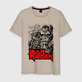 Мужская футболка хлопок с принтом Iron Maiden eyes в Санкт-Петербурге, 100% хлопок | прямой крой, круглый вырез горловины, длина до линии бедер, слегка спущенное плечо. | 
