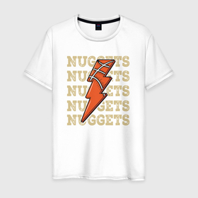 Мужская футболка хлопок с принтом Nuggets lightning в Новосибирске, 100% хлопок | прямой крой, круглый вырез горловины, длина до линии бедер, слегка спущенное плечо. | 