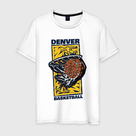 Мужская футболка хлопок с принтом Denver splash в Курске, 100% хлопок | прямой крой, круглый вырез горловины, длина до линии бедер, слегка спущенное плечо. | 