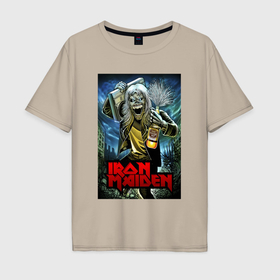 Мужская футболка хлопок Oversize с принтом Drunk Iron Maiden , 100% хлопок | свободный крой, круглый ворот, “спинка” длиннее передней части | Тематика изображения на принте: 