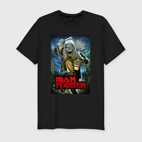 Мужская футболка хлопок Slim с принтом Drunk Iron Maiden в Санкт-Петербурге, 92% хлопок, 8% лайкра | приталенный силуэт, круглый вырез ворота, длина до линии бедра, короткий рукав | Тематика изображения на принте: 