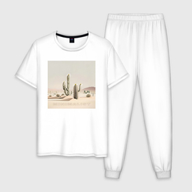 Мужская пижама хлопок с принтом Кактусы в пустыне   минимализм   нейросеть в Петрозаводске, 100% хлопок | брюки и футболка прямого кроя, без карманов, на брюках мягкая резинка на поясе и по низу штанин
 | 