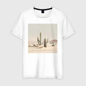 Мужская футболка хлопок с принтом Кактусы в пустыне   минимализм   нейросеть в Кировске, 100% хлопок | прямой крой, круглый вырез горловины, длина до линии бедер, слегка спущенное плечо. | 