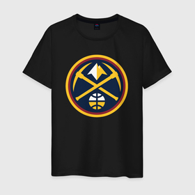 Мужская футболка хлопок с принтом Denver Nuggets logo в Курске, 100% хлопок | прямой крой, круглый вырез горловины, длина до линии бедер, слегка спущенное плечо. | 
