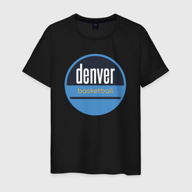 Мужская футболка хлопок с принтом Denver Nuggets basketball в Курске, 100% хлопок | прямой крой, круглый вырез горловины, длина до линии бедер, слегка спущенное плечо. | 