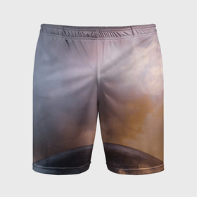Мужские шорты спортивные с принтом Часть металлической планеты и туман в Курске,  |  | 