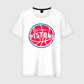 Мужская футболка хлопок с принтом Detroit Pistons в Белгороде, 100% хлопок | прямой крой, круглый вырез горловины, длина до линии бедер, слегка спущенное плечо. | 