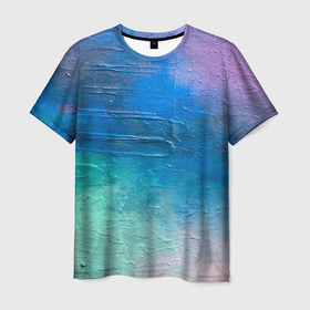 Мужская футболка 3D с принтом Пудра и голубые краски в Курске, 100% полиэфир | прямой крой, круглый вырез горловины, длина до линии бедер | 
