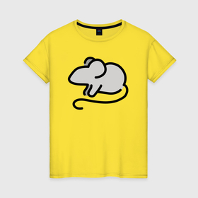 Женская футболка хлопок с принтом Минималистичная мышка в Курске, 100% хлопок | прямой крой, круглый вырез горловины, длина до линии бедер, слегка спущенное плечо | 