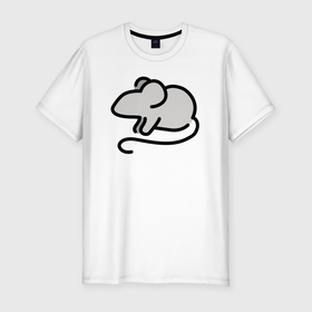 Мужская футболка хлопок Slim с принтом Минималистичная мышка в Санкт-Петербурге, 92% хлопок, 8% лайкра | приталенный силуэт, круглый вырез ворота, длина до линии бедра, короткий рукав | 