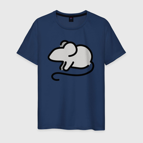Мужская футболка хлопок с принтом Минималистичная мышка в Тюмени, 100% хлопок | прямой крой, круглый вырез горловины, длина до линии бедер, слегка спущенное плечо. | 