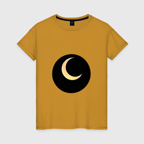 Женская футболка хлопок с принтом Полумесяц в Тюмени, 100% хлопок | прямой крой, круглый вырез горловины, длина до линии бедер, слегка спущенное плечо | 