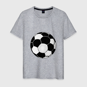 Мужская футболка хлопок с принтом Монохромный футбольный мяч в Кировске, 100% хлопок | прямой крой, круглый вырез горловины, длина до линии бедер, слегка спущенное плечо. | 