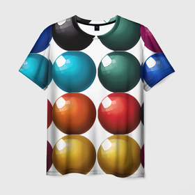 Мужская футболка 3D с принтом Шары для бильярда в Курске, 100% полиэфир | прямой крой, круглый вырез горловины, длина до линии бедер | 