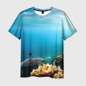 Мужская футболка 3D с принтом Морское дно в Петрозаводске, 100% полиэфир | прямой крой, круглый вырез горловины, длина до линии бедер | 