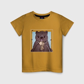 Детская футболка хлопок с принтом Медведь и пчёлы в Екатеринбурге, 100% хлопок | круглый вырез горловины, полуприлегающий силуэт, длина до линии бедер | 