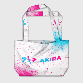Пляжная сумка 3D с принтом Akira neon gradient style: надпись и символ в Курске, 100% полиэстер | застегивается на металлическую кнопку; внутренний карман застегивается на молнию. Стенки укреплены специальным мягким материалом, чтобы защитить содержимое от несильных ударов
 | 